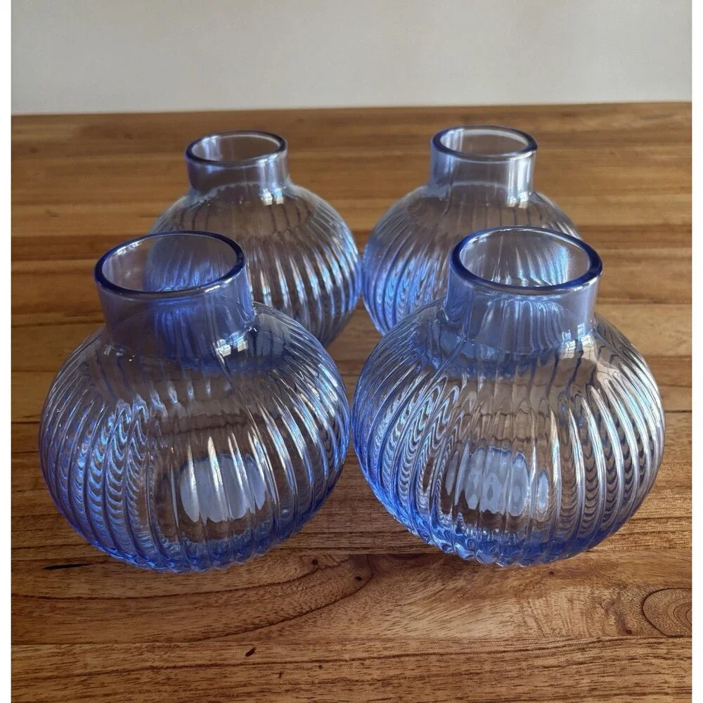 4‑Pack Round Glass Vase – Blue – Room Essentials – 4.5